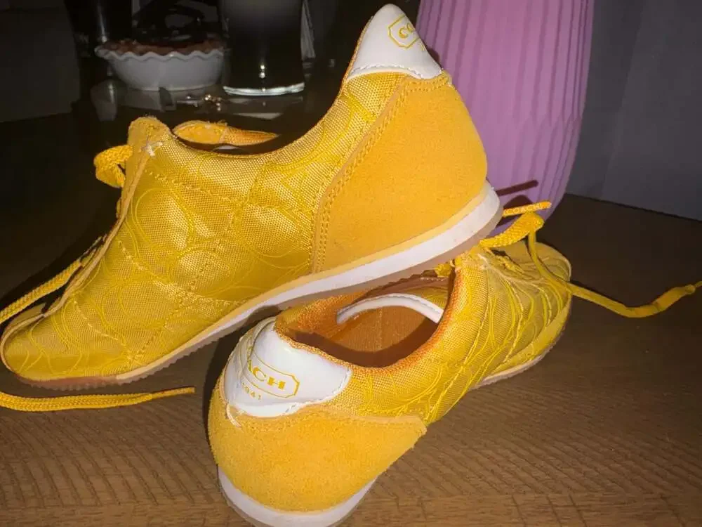 Coach Patti Signature Logo Yellow Lace-Up Sneakers